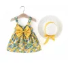 vestido de bebé, vestido de verano, vestido floral, vestido con sombrero