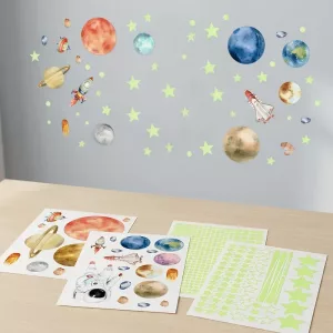 Pegatinas de Pared para Guardería que Brillan en la Oscuridad Decals Espaciales