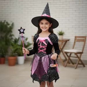 Disfraz de Hechicera Conjunto de Ropa con Varita para Niñas