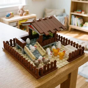 Bloques de Construcción de Gallinero DIY y Animales de Granja para Niños