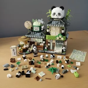 building blocks set, assembly toy, panda toy