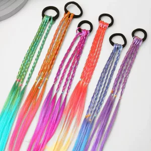 Juego de 6 coloridas gomas de pelo con trenzas para niños
