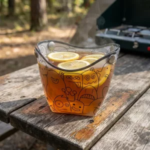 Cuenco plegable para picnic al aire libre con broches y vaso emergente