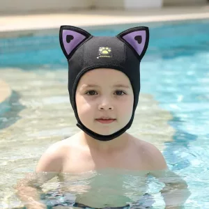 Gorro de natación de neopreno con orejas de gato para niños