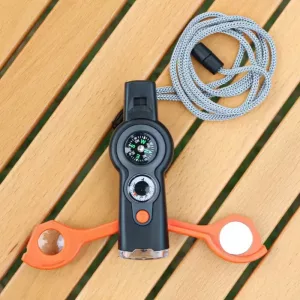 Silbato de supervivencia multifuncional 7 en 1 con brújula, juguete de exterior para niños