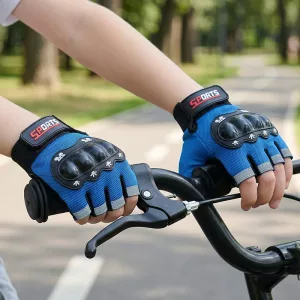Guantes de ciclismo acolchados y sin dedos para niños