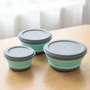 Juego de 3 recipientes de almuerzo portátiles y plegables para niños
