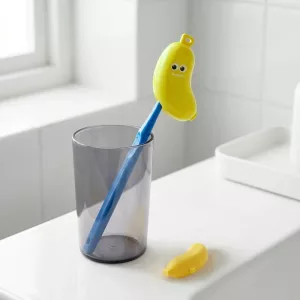 Estuche de viaje para niños con funda de cepillo de dientes de plátano y pasta dental