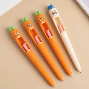 4 bolígrafos de gel con forma de zanahoria para niños (pack de 4)