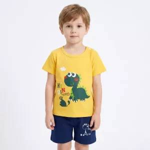 Bonito conjunto de verano de camiseta y pantalones cortos de algodón para niños