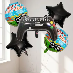 Set de 5 globos de papel de aluminio para fiesta con mando de videojuegos