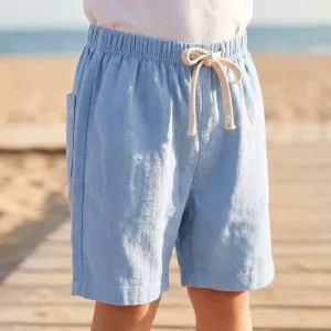 Pantalones cortos de playa holgados de algodón de verano con cordón para niños