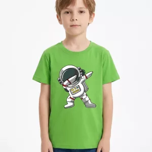 Bonita camiseta de verano de algodón con astronauta para niños