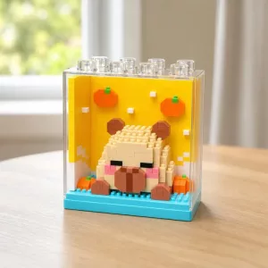 Set de bloques de construcción de modelos de animales, juguete de ensamblaje bonito para niños